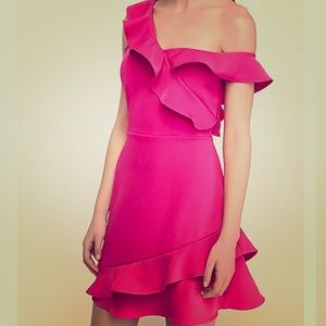 Express off the shoulder ruffle sheath dress